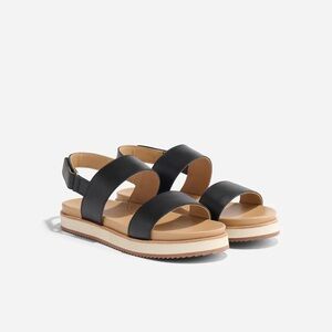Nisolo flatform sandal. Black and tan. Size 8. New in box